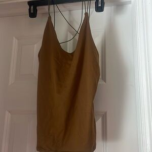 Tank top with elastic straps creamy chocolate brown color.  Size small.